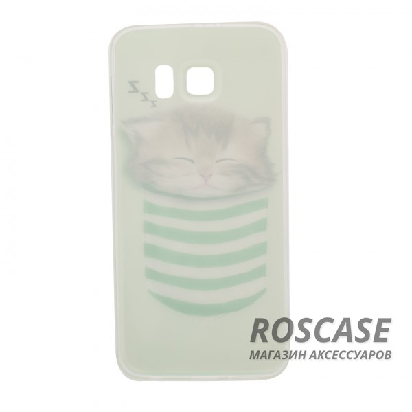 Изображение Котенок в кармане Тонкий силиконовый чехол с принтом "Милые котята" для Samsung G925F Galaxy S6 Edge