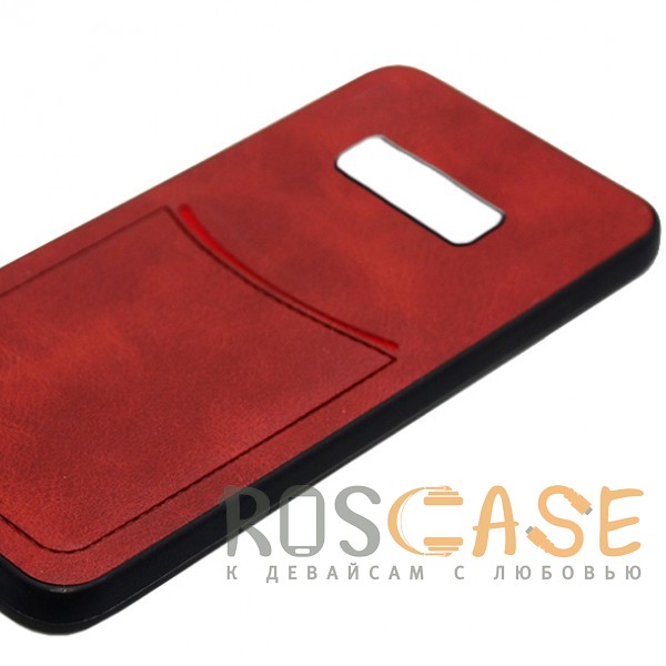 Фотография Красный ILEVEL | Чехол с кожаным покрытием и с карманом-визитницей для Samsung Galaxy S10e