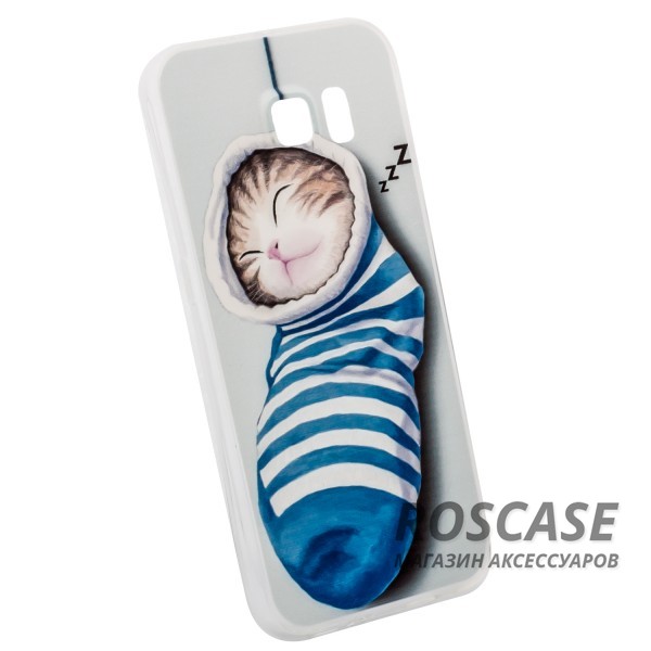 Изображение Котенок в носке Тонкий силиконовый чехол с принтом "Милые котята" для Samsung G925F Galaxy S6 Edge