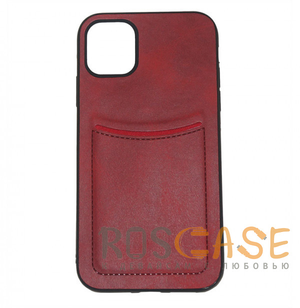 Фото Красный ILEVEL | Чехол с кожаным покрытием и карманом для iPhone 11 Pro Max