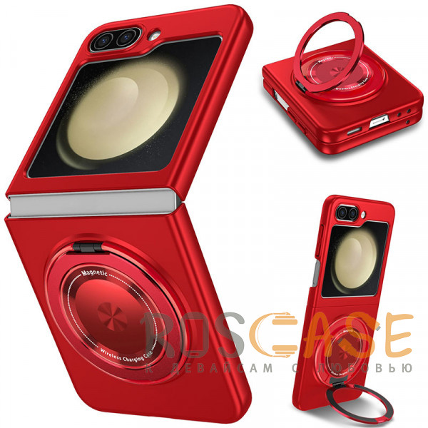 Фото Красный Matte Shield Ring | Тонкий пластиковый чехол с кольцом Magsafe для Samsung Galaxy Z Flip 5