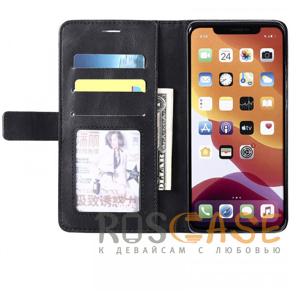 Фото Черный Retro Book | Кожаный чехол книжка / кошелек из Premium экокожи для iPhone 15