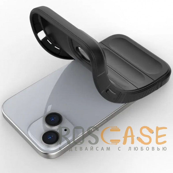 Фотография Черный Flex Silicone | Противоударный чехол для iPhone 15 с защитой камеры и микрофиброй
