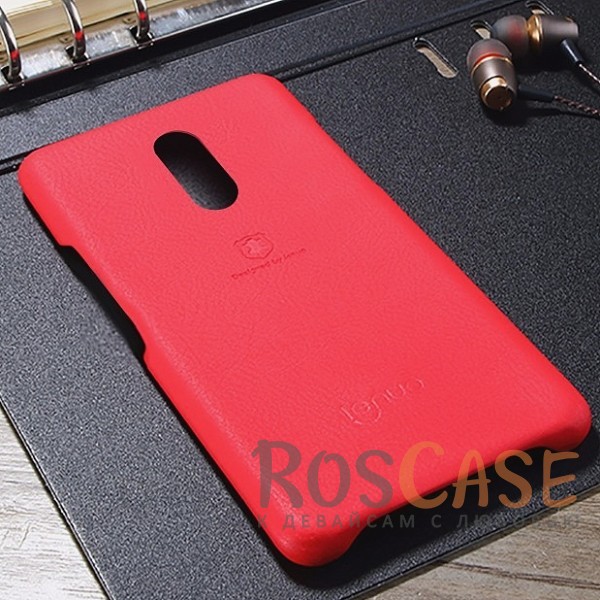 Фотография Красный Тонкий чехол-накладка Lenuo из экокожи с защитными бортиками для Xiaomi Redmi Note 4 (MTK)