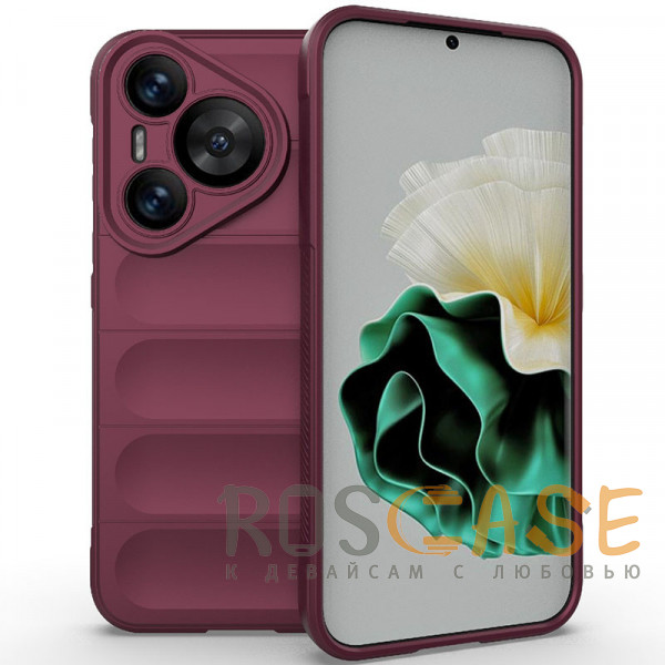 Фото Бордовый Flex Silicone | Противоударный чехол для Huawei Pura 70 с защитой камеры и микрофиброй