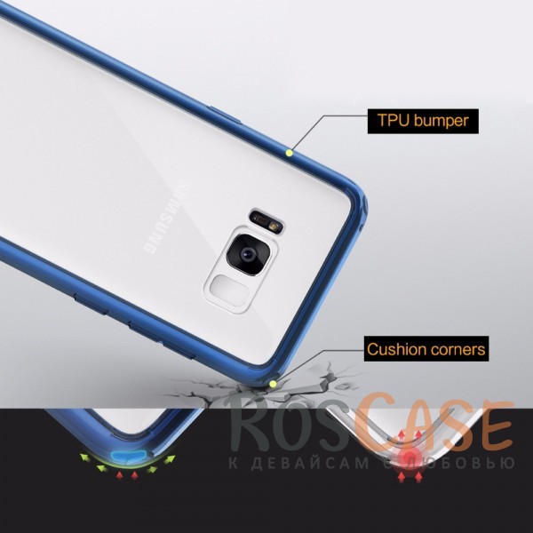 Фотография Синий / Transparent Blue Rock Pure | Ультратонкий чехол для Samsung G955 Galaxy S8 Plus из прозрачного пластика