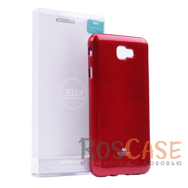 Фотография Красный Mercury Jelly Pearl Color | Яркий силиконовый чехол для для Samsung G610F Galaxy J7 Prime (2016)
