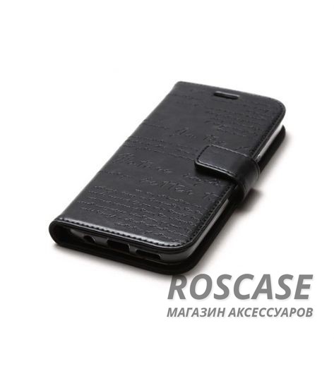 Фото Черный Классический кожаный чехол-книжка Zenus Masstige Lettering Diary с текстурным узором для Samsung G930F Galaxy S7