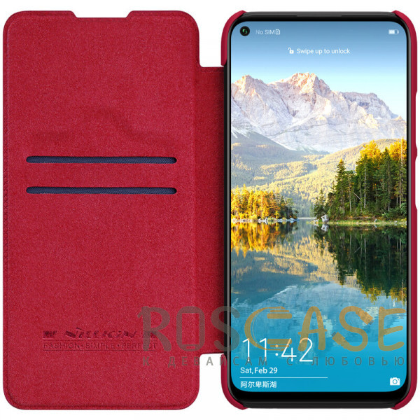 Изображение Красный Nillkin Qin | Чехол-книжка из Premium экокожи для Huawei P40 Lite / Nova 6 SE / Nova 7i