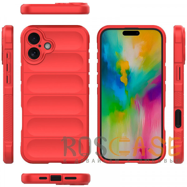 Фото Красный Flex Silicone | Противоударный чехол для iPhone 16 с защитой камеры и микрофиброй