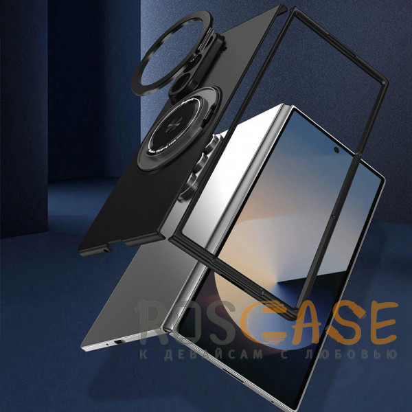 Фото Черный Matte Shield Ring | Тонкий пластиковый чехол с кольцом Magsafe для Samsung Galaxy Z Fold 8 Ultra