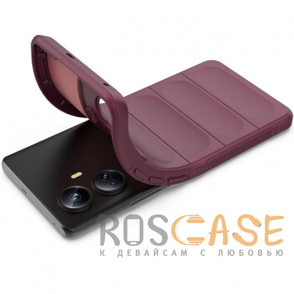 Фотография Бордовый Flex Silicone | Противоударный чехол для Realme 10 Pro Plus 5G с защитой камеры и микрофиброй