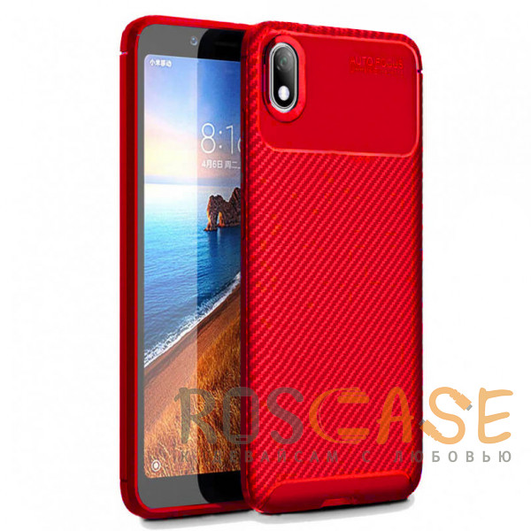 Фото Красный Силиконовый матовый чехол с текстурой Карбон для Xiaomi Redmi 7A