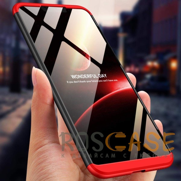 Изображение Черный / Красный GKK LikGus 360° | Двухсторонний чехол для Huawei Honor 8C с защитными вставками