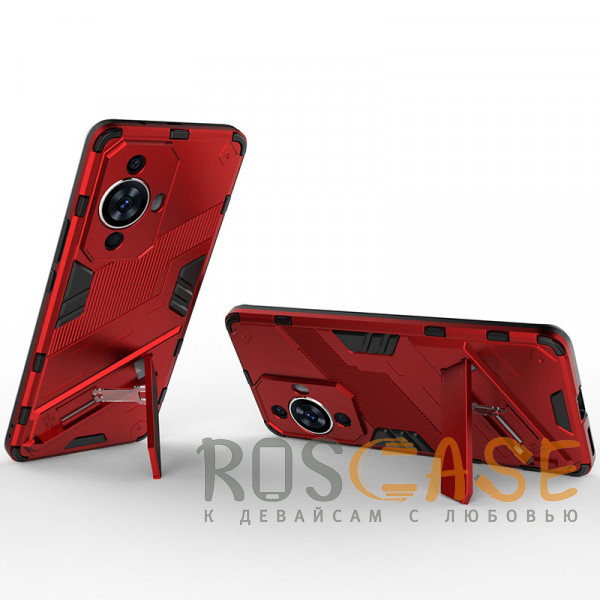 Фотография Красный Megatron | Противоударный чехол-подставка для Huawei Nova 11 Pro 4G с защитой камеры