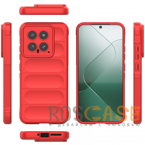 Изображение Красный Flex Silicone | Противоударный чехол для Xiaomi Mi 14 с защитой камеры и микрофиброй