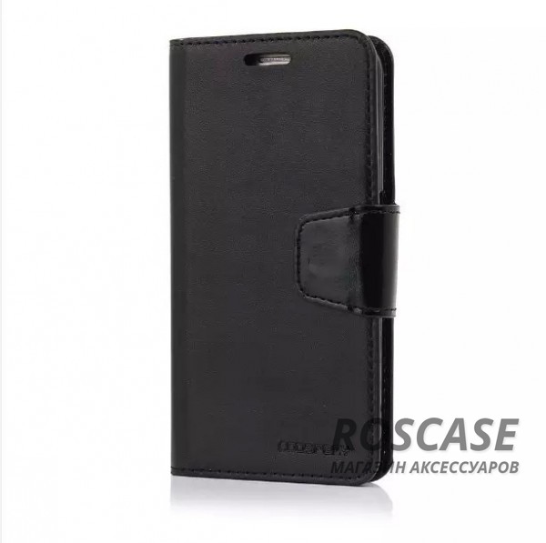 Фотография Черный Гладкий кожаный чехол-книжка в виде бумажника Mercury Sonata Diary с функцией подставки и магнитной застежкой для Samsung Galaxy S6 G920F/G920D Duos