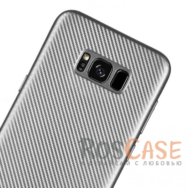 Изображение Серебряный Матовый чехол для Samsung G955 Galaxy S8 Plus с текстурированной поверхностью под карбон