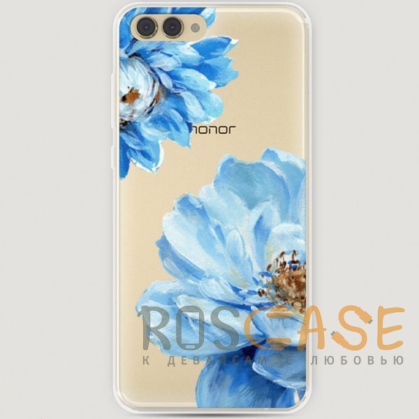 Фото Голубые клематисы RosCase | Силиконовый чехол для Huawei Honor V10