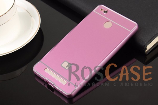 Фото Розовый Металлический бампер для Xiaomi Redmi 3 Pro / Redmi 3s /  Redmi 3х с акриловой вставкой