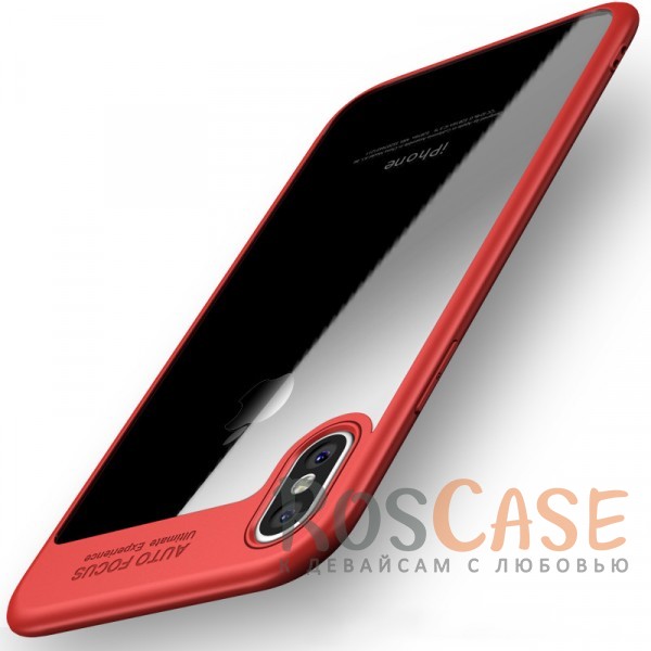 Фотография Красный iPaky Hard Original | Прозрачный чехол для iPhone X / XS с защитными бортиками