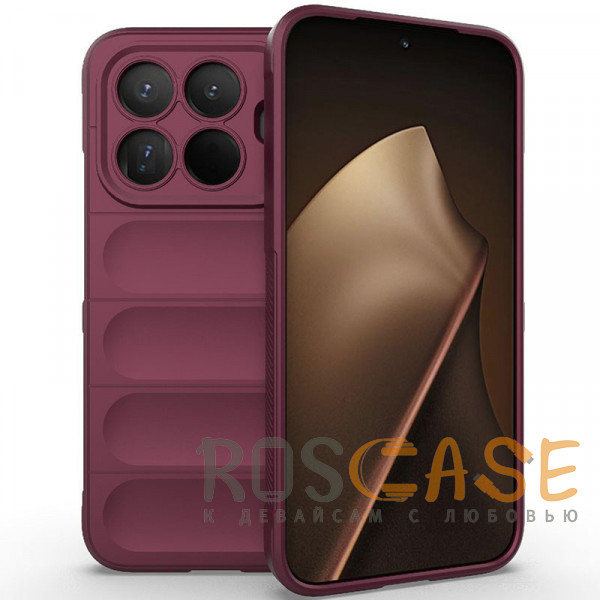 Фото Бордовый Flex Silicone | Противоударный чехол для Xiaomi Mi 15T Pro с защитой камеры и микрофиброй