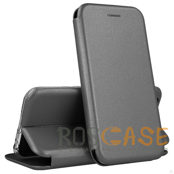Фото Серый Open Color | Кожаный чехол-книжка для Samsung Galaxy A20s с функцией подставки и магнитом