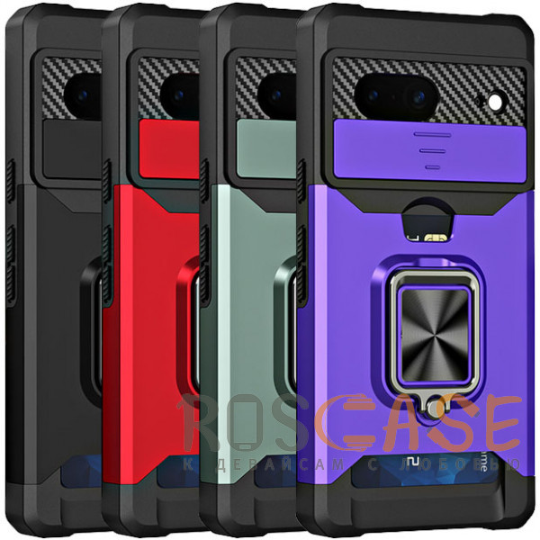 Фото Темно-синий Multi Case | Чехол с кольцом, отделением для карты и шторкой камеры для Google Pixel 7