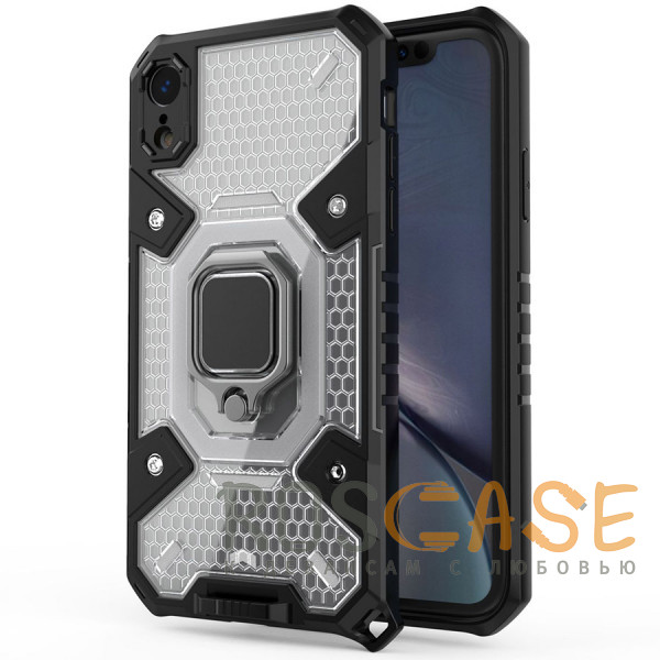 Фотография Черный Honeycomb Armor | Противоударный чехол с защитой камеры и кольцом для iPhone XR