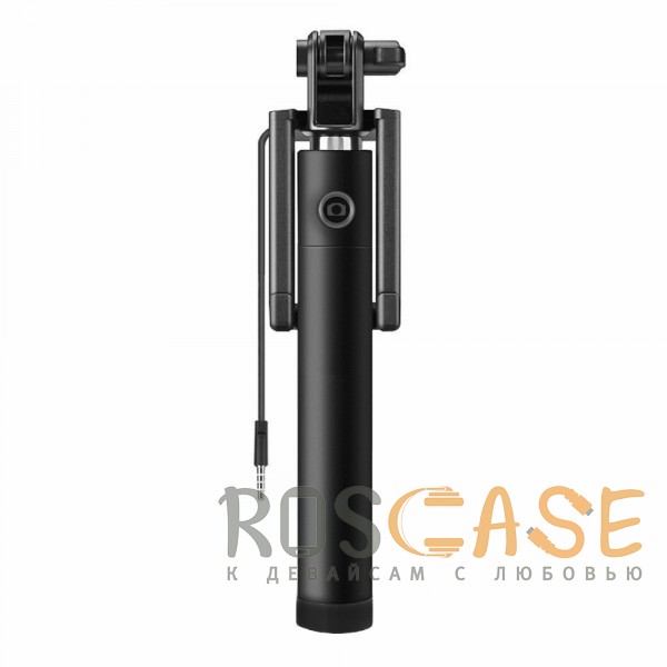 Фото Черный / черная кнопка Телескопический монопод для селфи с проводом 3,5 для смартфона (78 см)