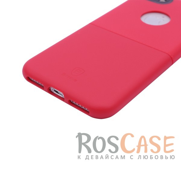 Фотография Красный Элегантная тонкая накладка из двух материалов с декоративной строчкой Baseus Half to Half для Apple iPhone 7 / 8 (4.7")