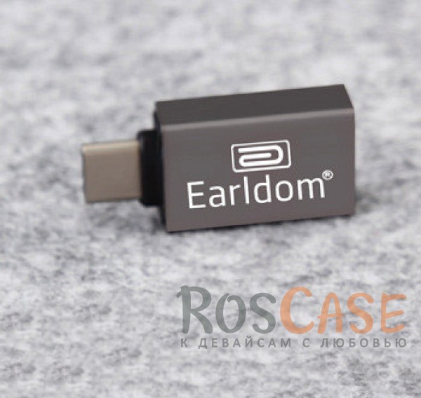 Фото Серый Переходник с Type-C на USB OTG (с телефона/планшета на флешку) Earldom