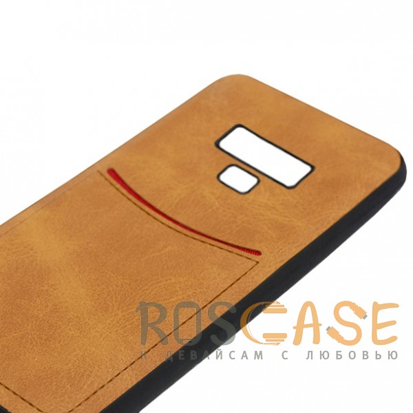 Фото Светло-коричневый ILEVEL | Чехол с кожаным покрытием и с карманом-визитницей для Samsung Galaxy Note 9