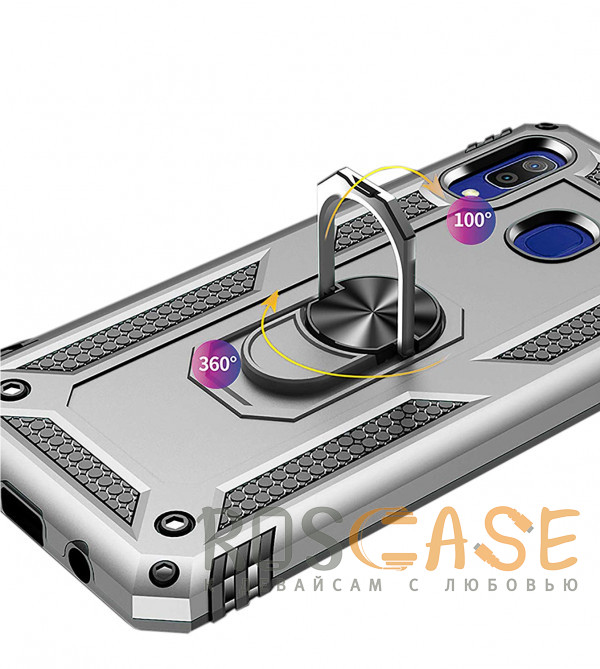 Фото Серебряный Противоударный чехол Serge Ring под магнитный держатель для Samsung Galaxy A20 / A30