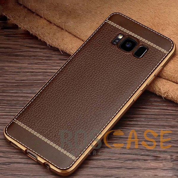 Фото Темно-коричневый Чехол для Samsung G955 Galaxy S8 Plus с текстурой кожи