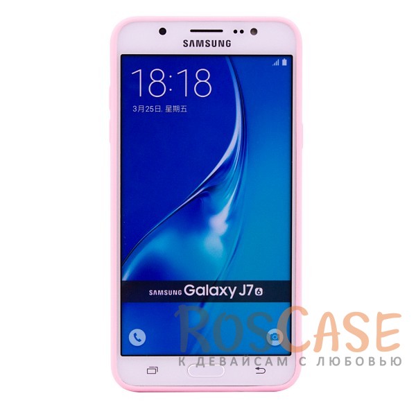 Фотография Розовый (Soft touch) Мягкий силиконовый чехол SMTT с покрытием софт-тач для Samsung J710F Galaxy J7 (2016)