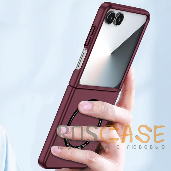 Фото Бордовый Matte Shield | Тонкий матовый пластиковый чехол с поддержкой Magsafe для Samsung Galaxy Z Flip 8
