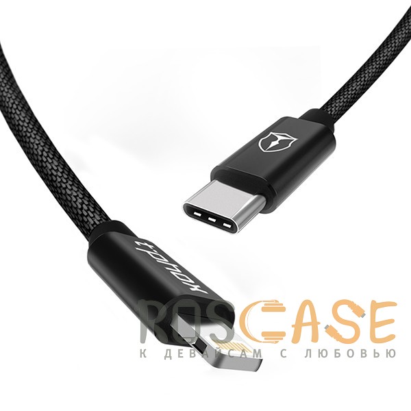 Изображение Черный T-phox | Плетеный дата-кабель Type-C to Lightning (18W) с функцией быстрой зарядки