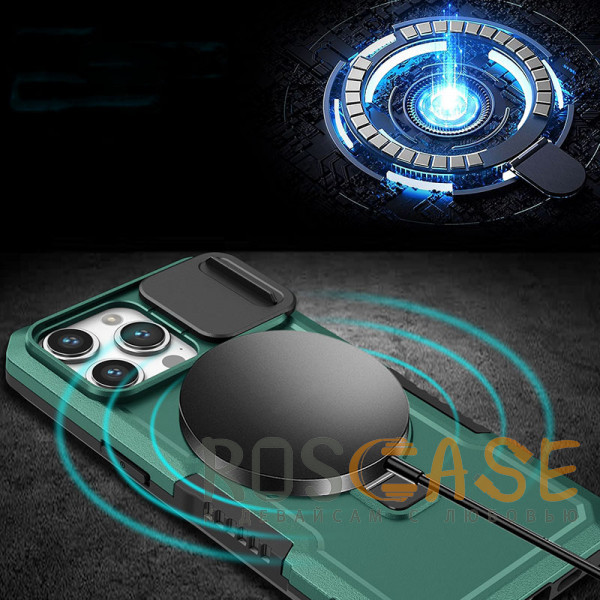 Изображение Темно-зеленый CamShield MagSafe | Противоударный чехол для iPhone 15 Pro со шторкой для камеры