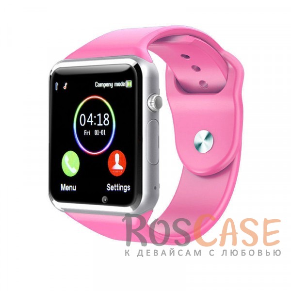 

Квадратные смарт часы Bluetooth Smart Watch A1 в железном корпусе с силиконовым ремешком (Розовый)