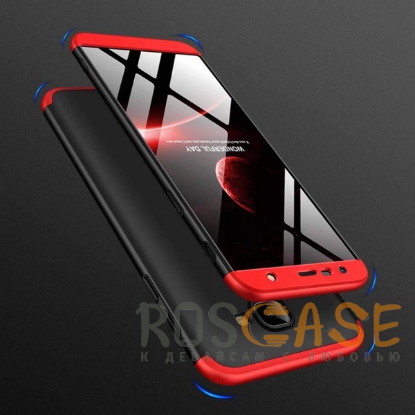 Изображение Черный / Красный GKK LikGus 360° | Двухсторонний чехол для Samsung Galaxy J4 Plus (2018) с защитными вставками
