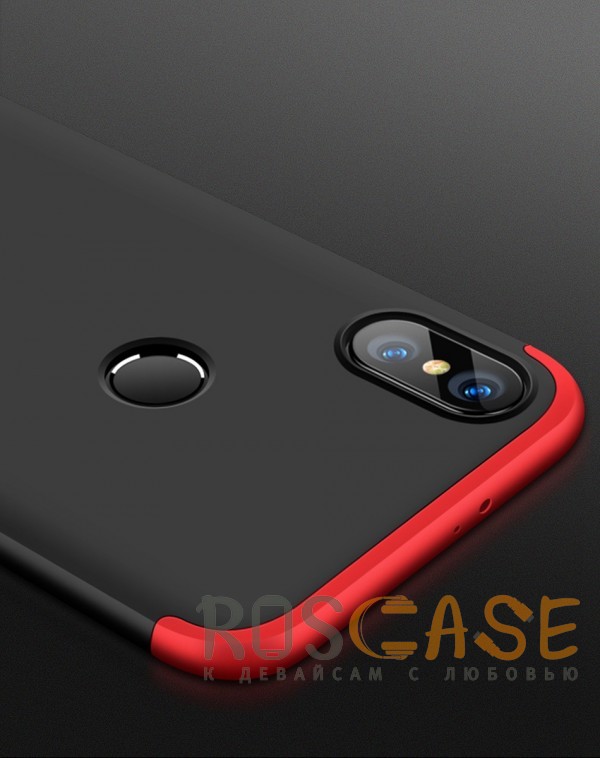 Фото Черный / Красный GKK LikGus 360° | Двухсторонний чехол для Xiaomi Redmi Note 5 Pro / Note 5 (2 камеры) с защитными вставками