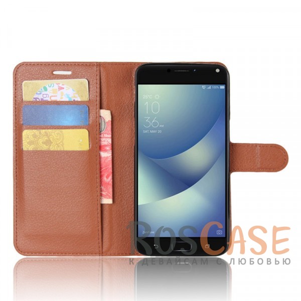 Фото Коричневый Wallet | Кожаный чехол-кошелек с внутренними карманами для Asus Zenfone 4 Max (ZC554KL)