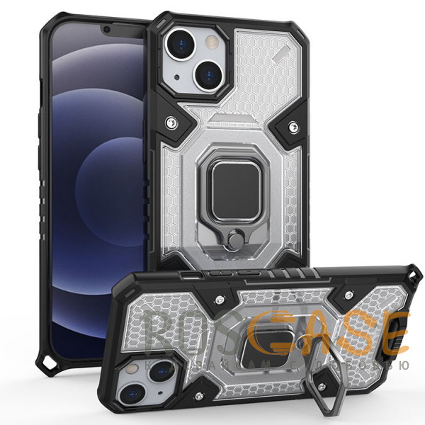Фотография Черный Honeycomb Armor | Противоударный чехол с защитой камеры и кольцом для iPhone 13 Mini