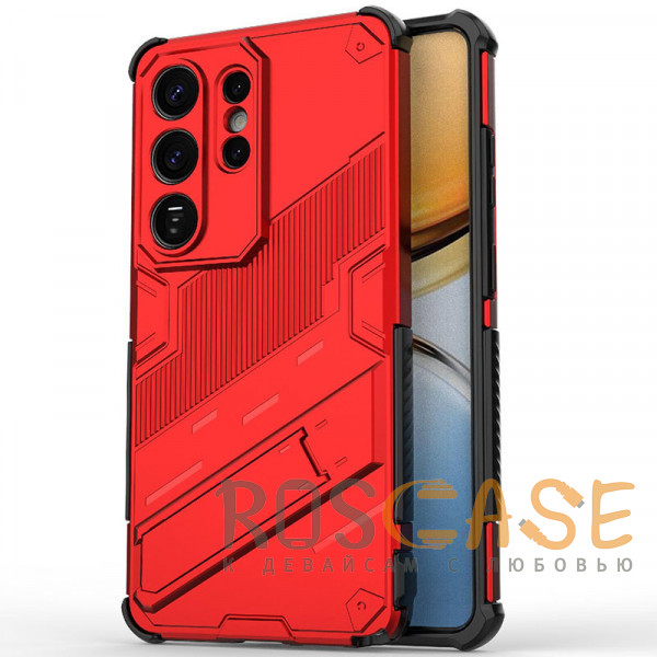 Фото Красный Megatron | Противоударный чехол-подставка для Samsung Galaxy S26 Ultra с защитой камеры