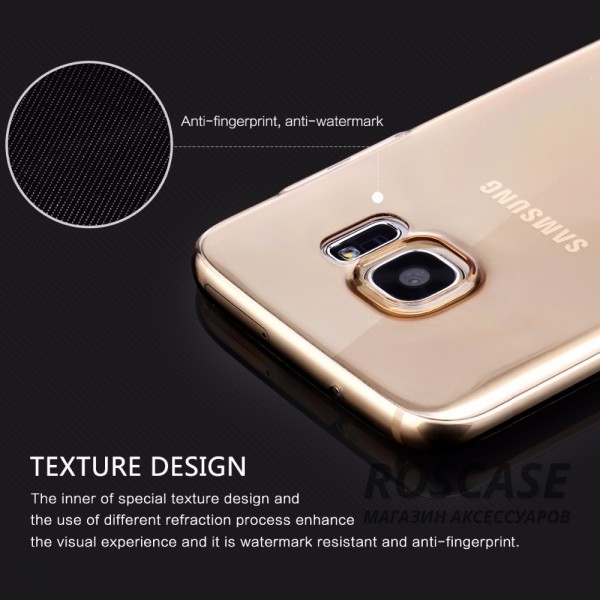 Изображение Золотой / Transparent Gold Мягкий чехол-накладка из ультратонкого силикона ROCK Ultrathin Slim Jacket для Samsung G935F Galaxy S7 Edge