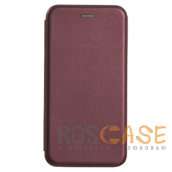Фотография Бордовый Open Color | Кожаный чехол-книжка для iPhone XR с функцией подставки и магнитом