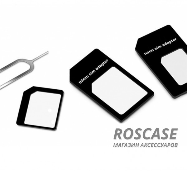 Фотография Черный Комплект SIM адаптеров NanoSIM/MicroSIM/SIM (4 в 1)