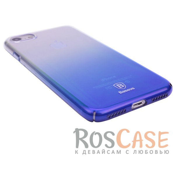 Фотография Голубой Блестящая прозрачная накладка Baseus Glaze Ultrathin из тонкого пластика с бензиновым отливом и градиентной расцветкой для Apple iPhone 7 / 8 (4.7")