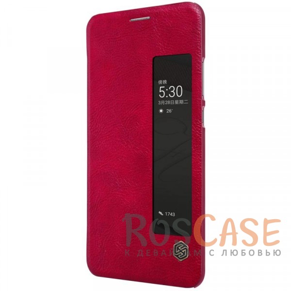Фотография Красный Кожаный чехол (книжка) Nillkin Qin Series для Huawei P10 Plus